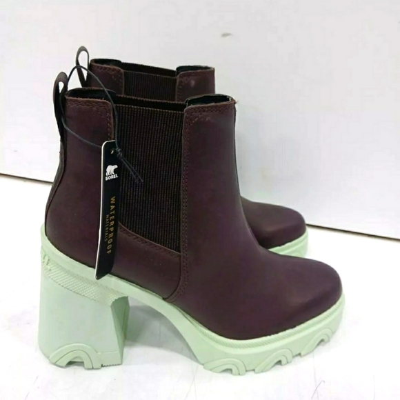 NEW Sorel Brex Women's Cinder/Sea Sprite Brex Heel Waterproof Boots Size 6.5 - Picture 1 of 6